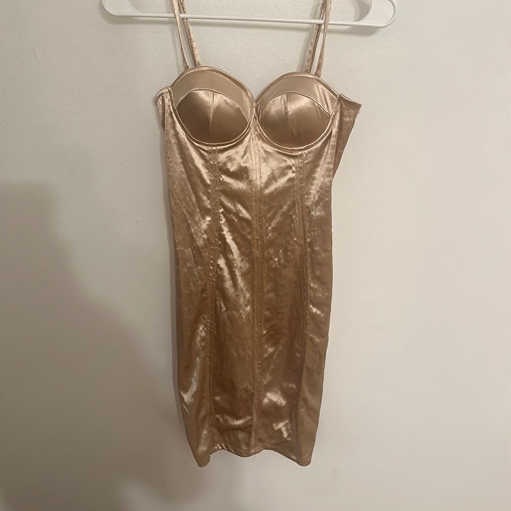 Satin nude dress